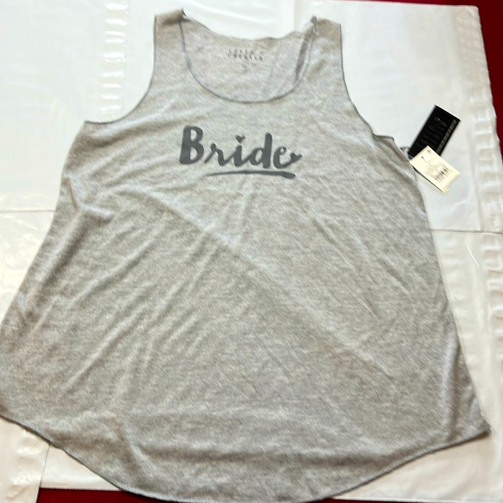 BRIDE TANK TOP New Love & Cherish Women Small Gray Sleeveless Bride to Be shirt